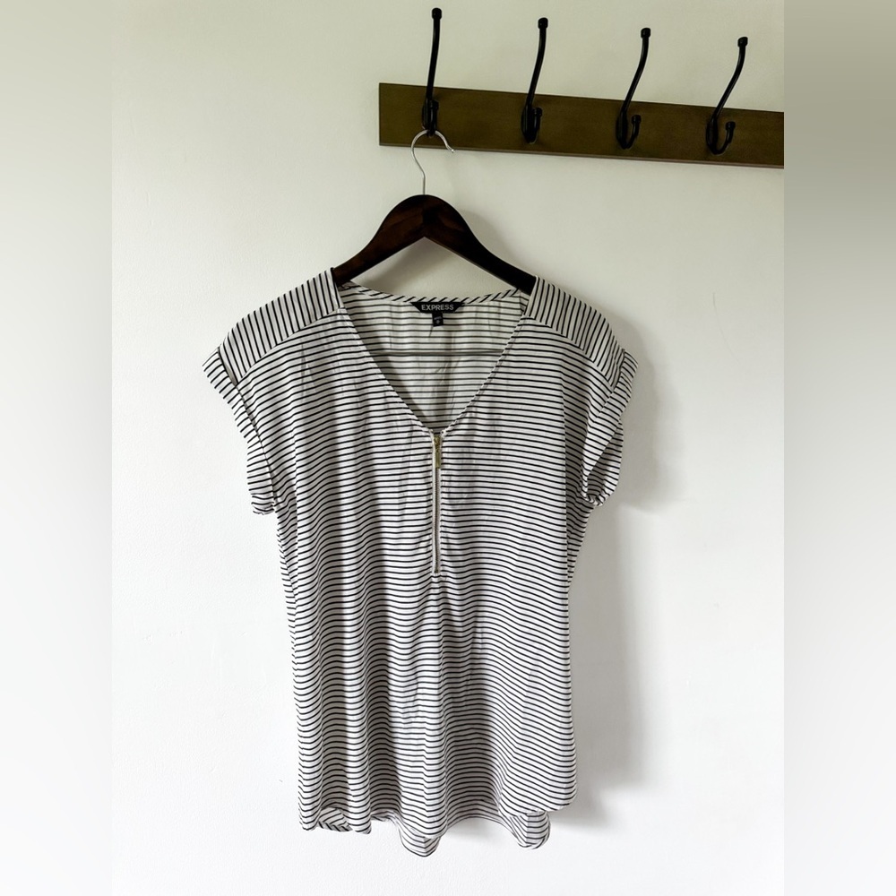 Express Striped Button Up Top